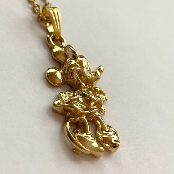 Gold Minnie Mouse Necklace Vintage Pendant Plated 20" Disney Disneyana Mickey - Picture 10 of 12